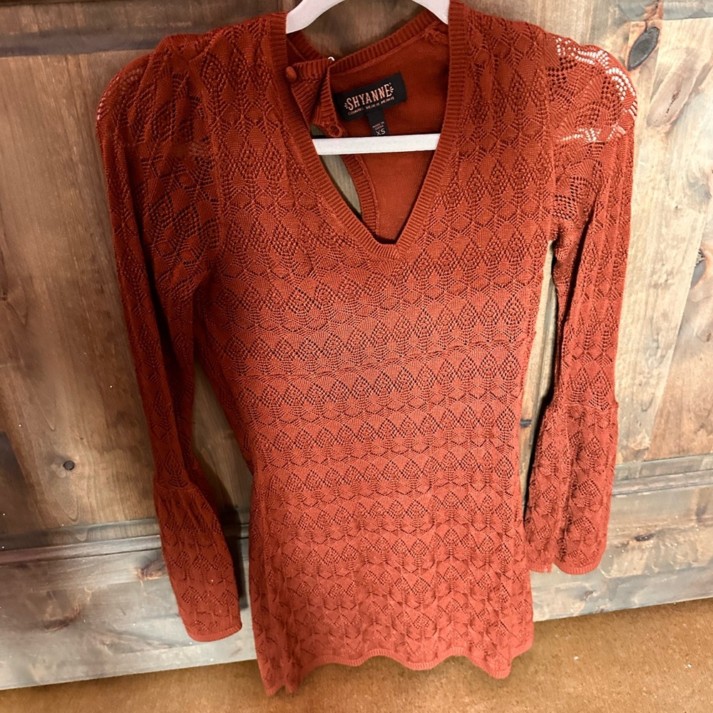 Shyanne Brown Long Sleeve Dress with Elegant Design